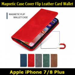 Magnetic Book Cover Case for iPhone 7/8 Plus Flip Leather Card Wallet Slim Fit Look